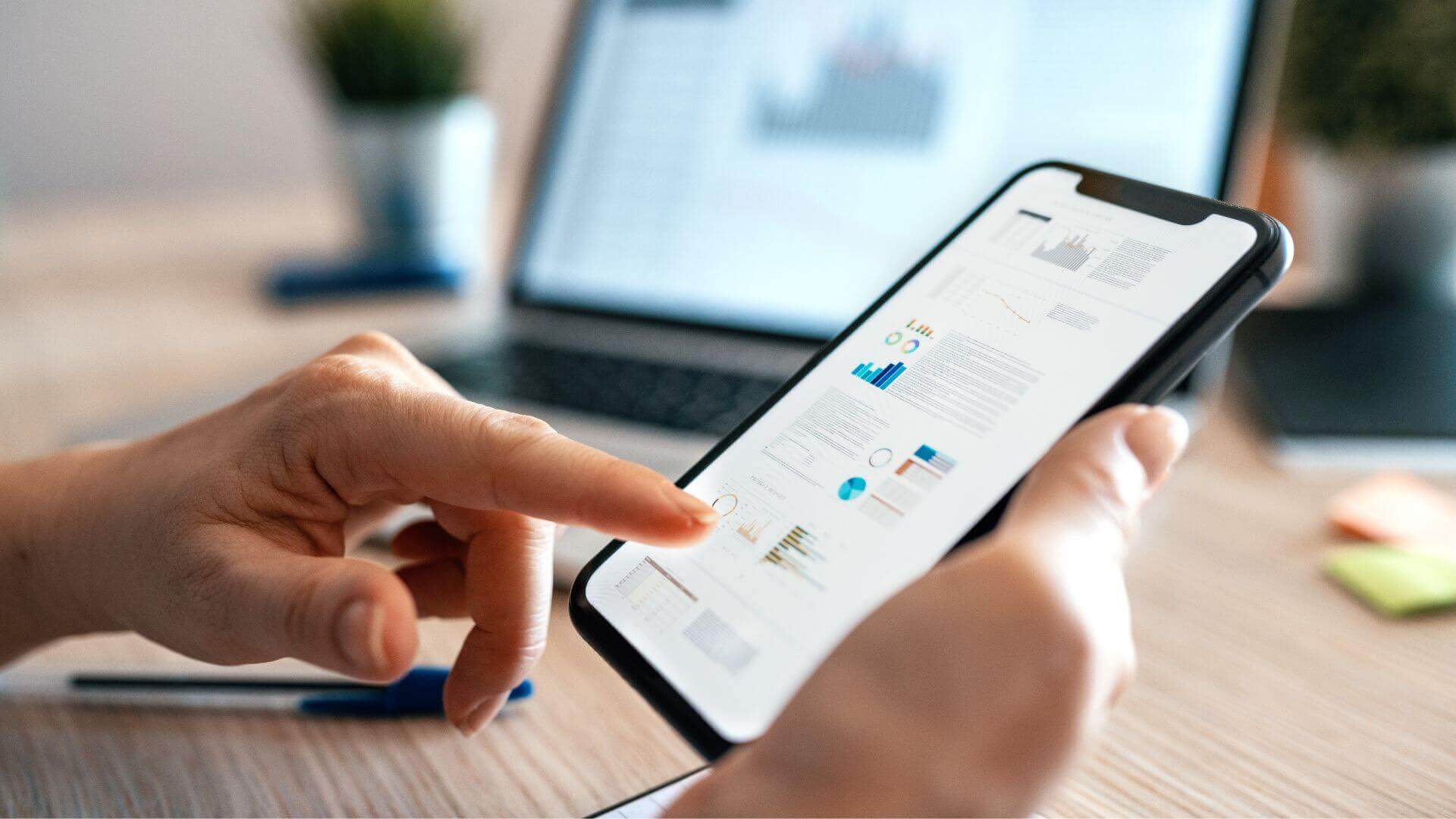 Close up photo of woman using mobile app