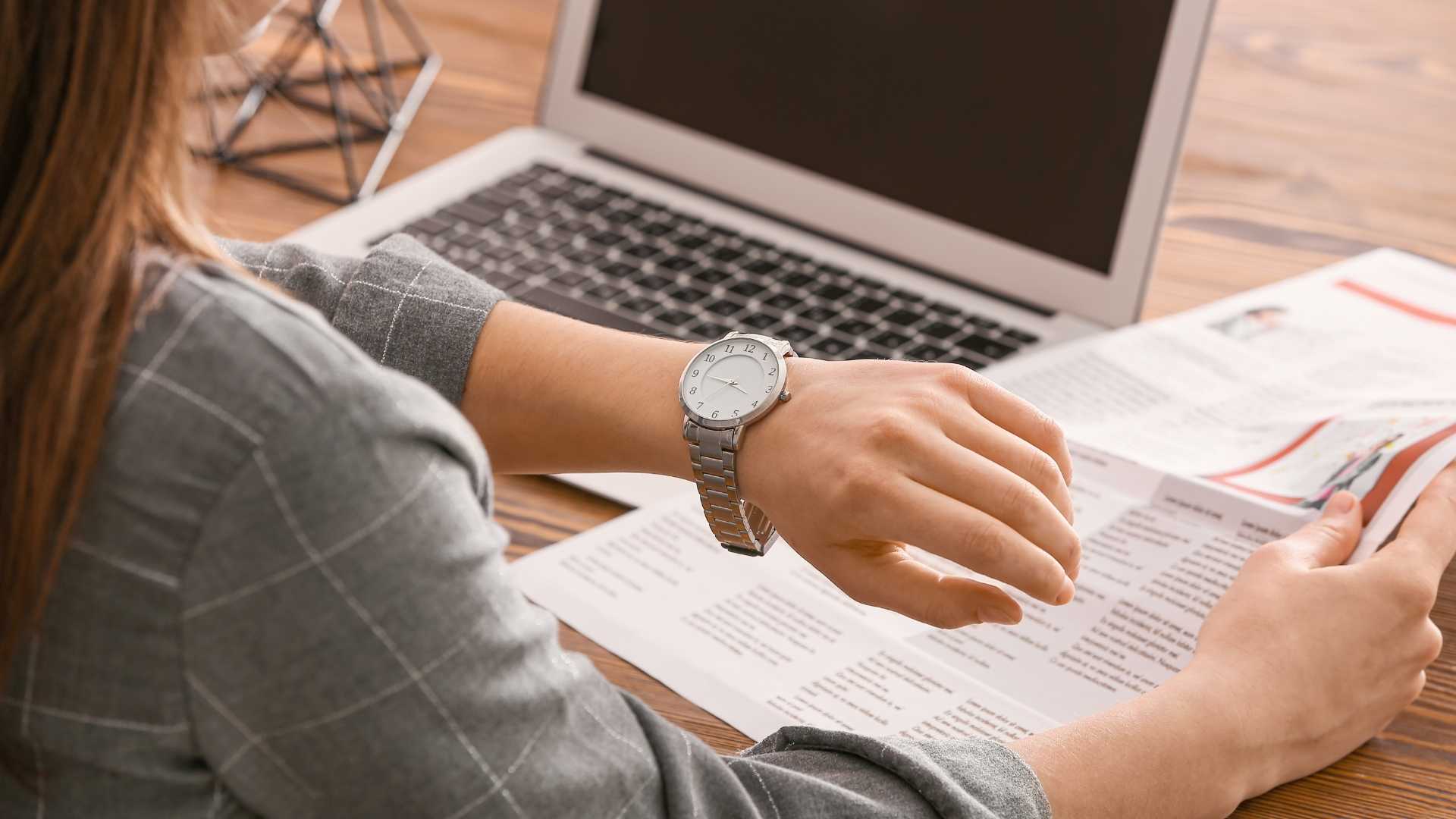 girl looking at the time