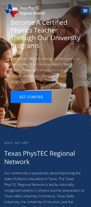 TexasPhystec Mobile homepage