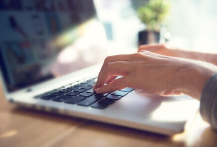 Typing on keyboard using two hands