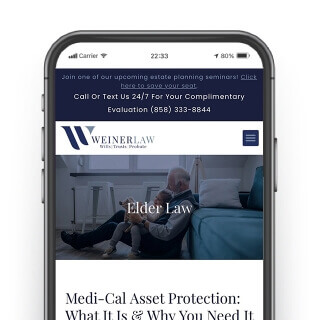 Weiner Law Mobile view