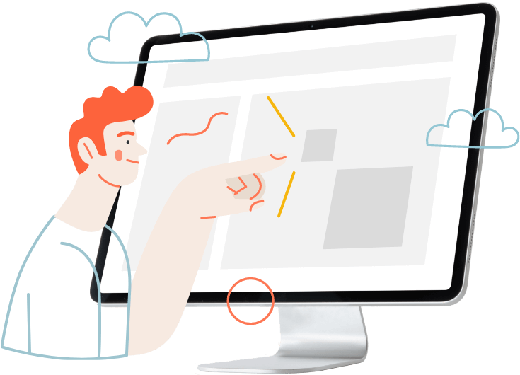 A man pointing something in the screen