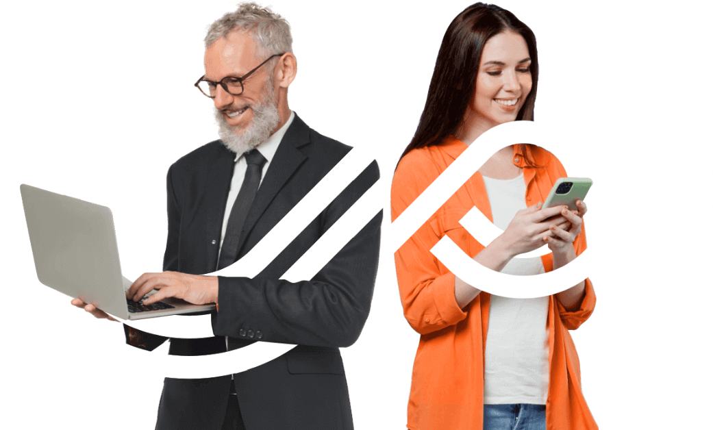 Two people using gadgets