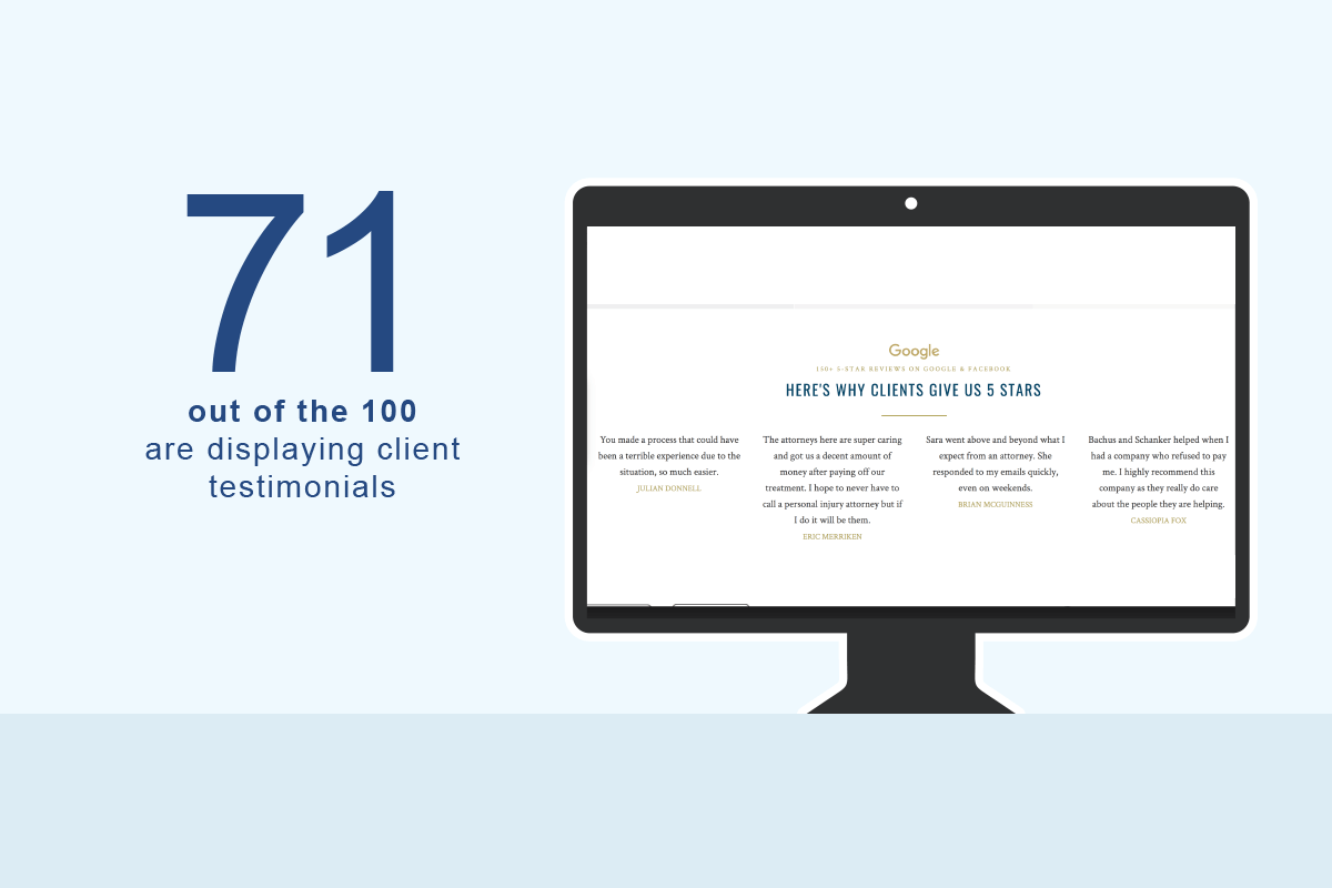 do attorneys show testimonials on their site?