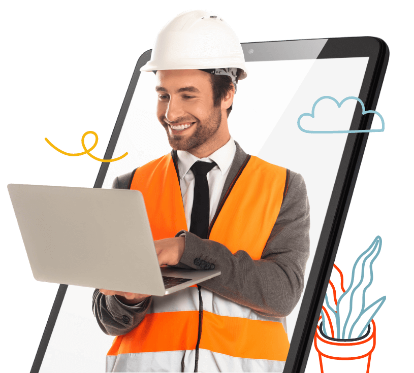 Engineer using a laptop