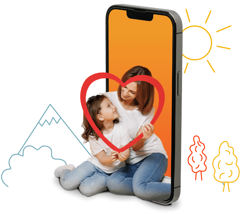 Mother and daughter in animation drawing world