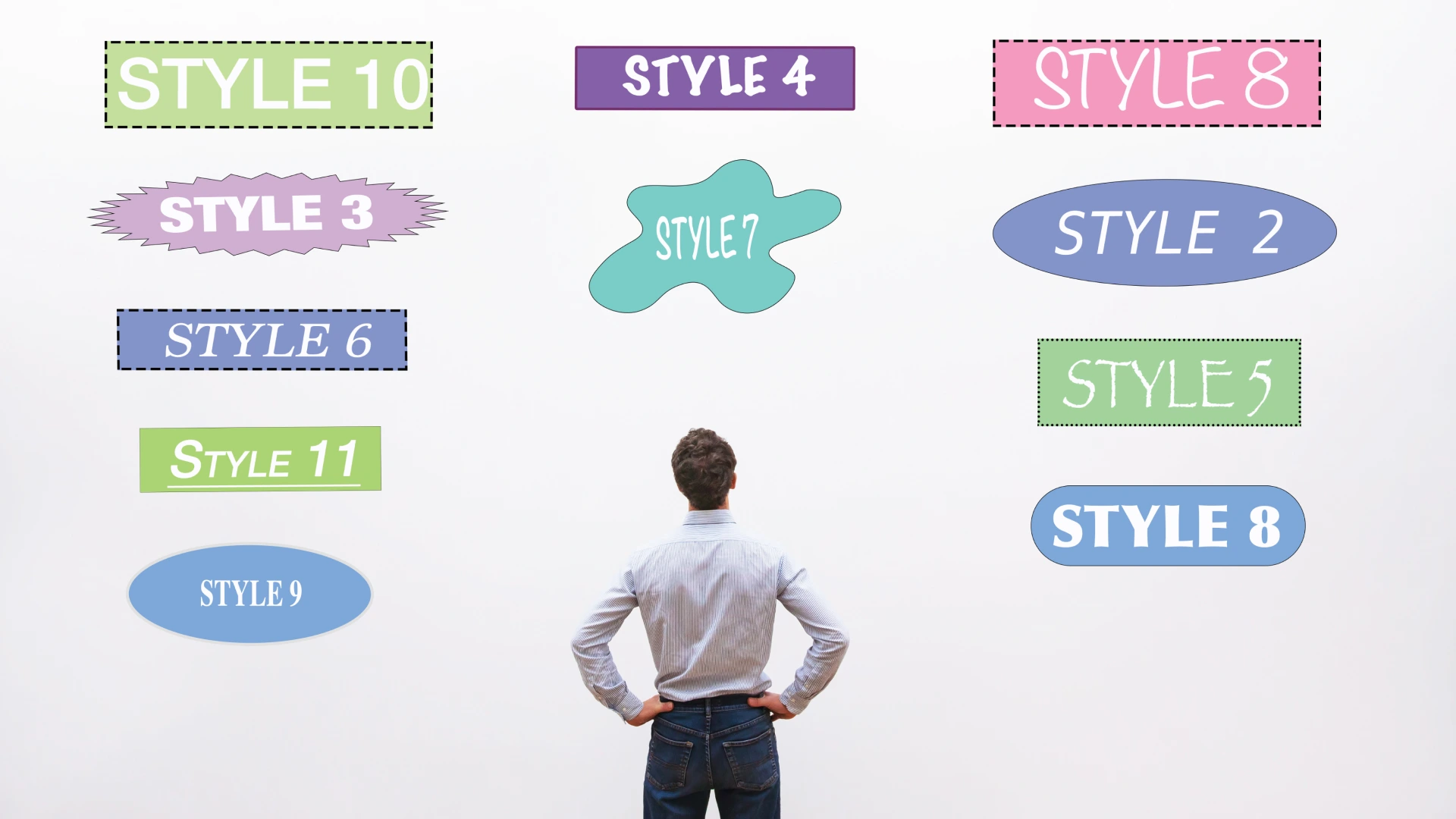 Designer choosing style, fonts, shapes and colors for design