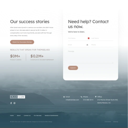 Olan Law Contact Page Desktop