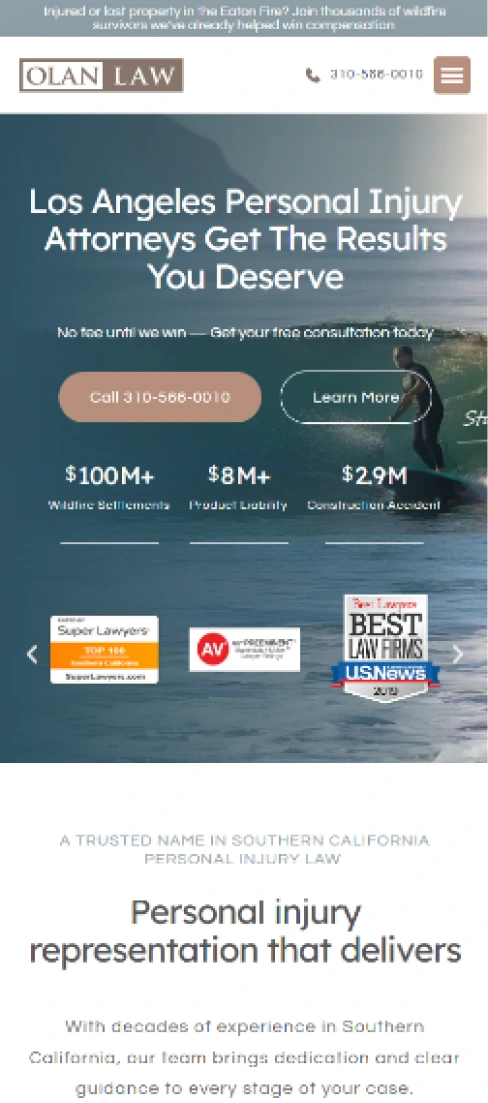 Olan Law Homepage Mobile