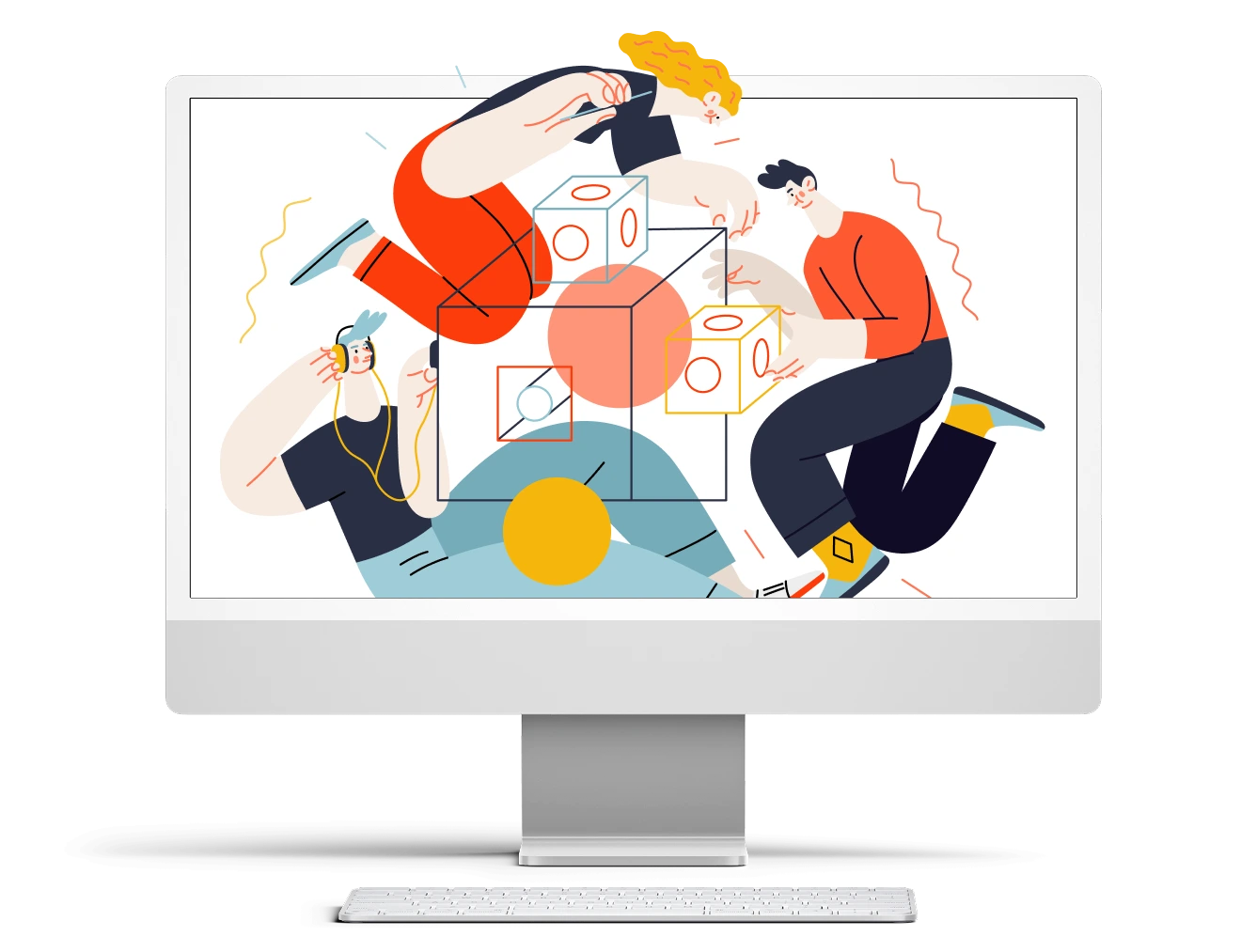 People inside the laptop