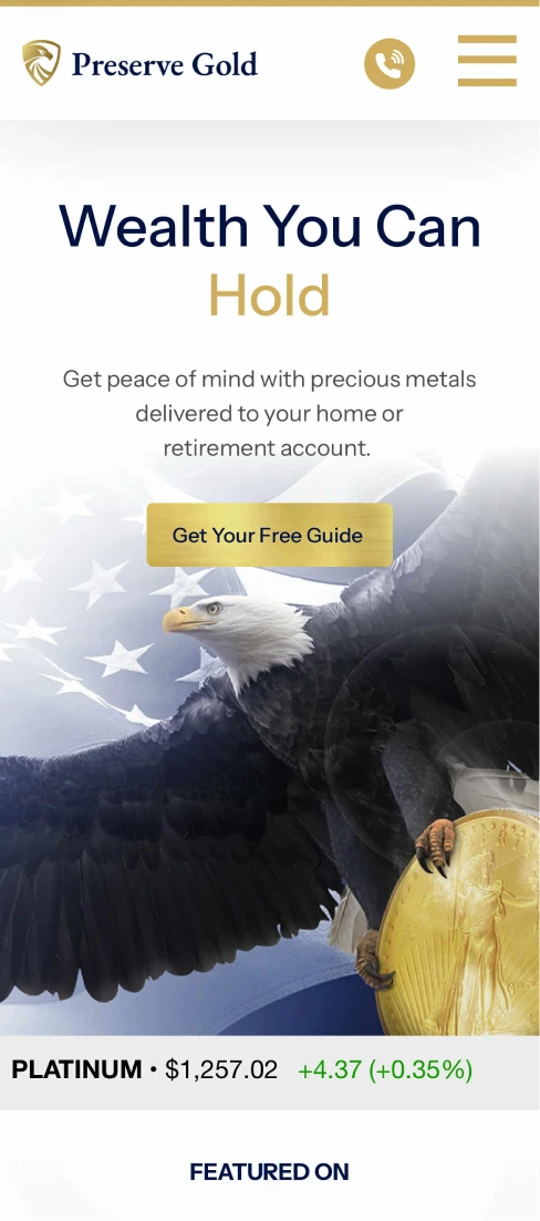 Preserve Gold Homepage Mobile